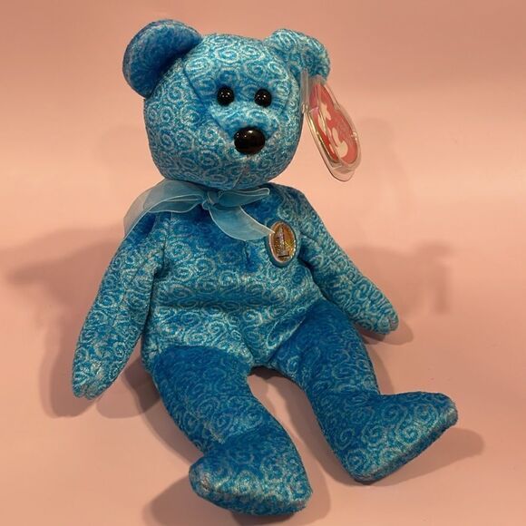 2001 Vintage Ty Original Beanie Baby Classy The Peoples Choice Blue Bear NWT EC - Picture 5 of 10